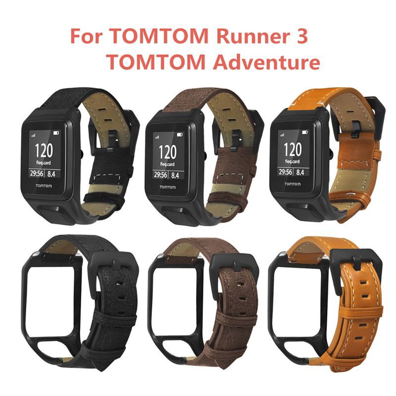 Dây Đeo Da Thật Có Khóa Kim Loại Thay Thế Cho Đồng Hồ Tomtom Runner 2 3 / Spark 3 Cardio / Music / Adventurer / Golfer 2