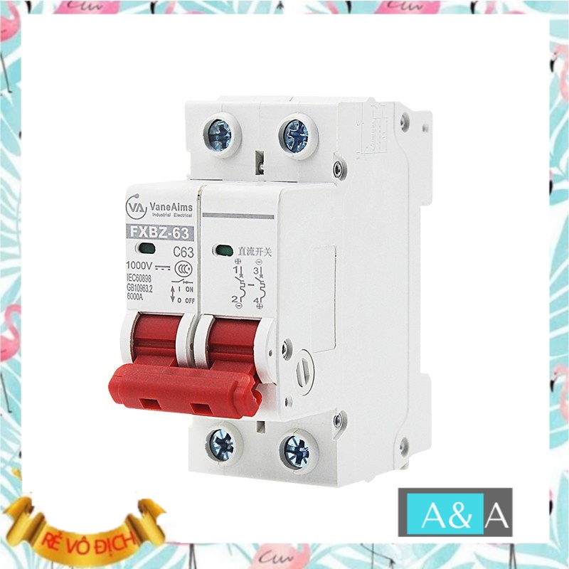 Bộ ngắt mạch năng lượng mặt trời mini DC 1000V 16A/25A/32A/63A chuyên dụng, át 1 chiều, áp tô mát 1 chiều, cầu dao điện