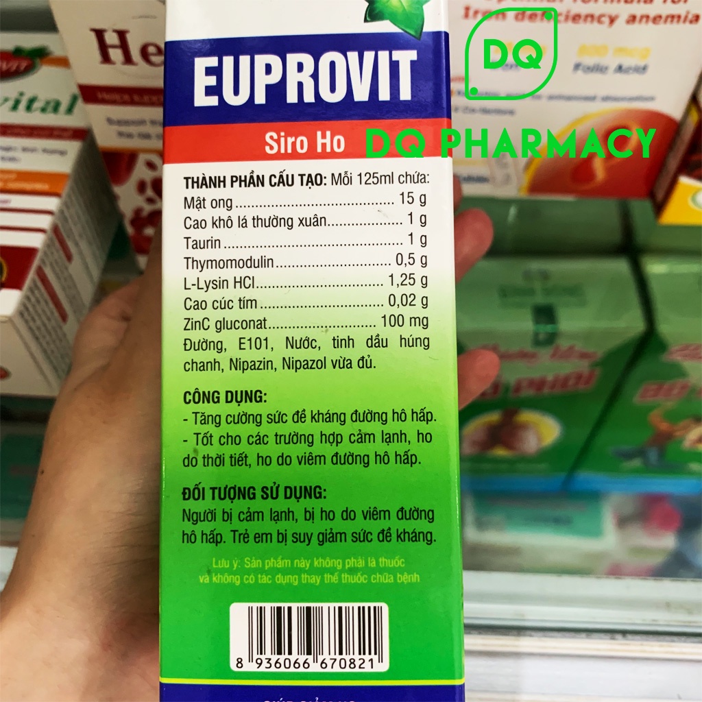 Siro ho cho bé, hiệu quả, tăng đề kháng Euprovit làm từ cao lá thường xuân chai 125ml