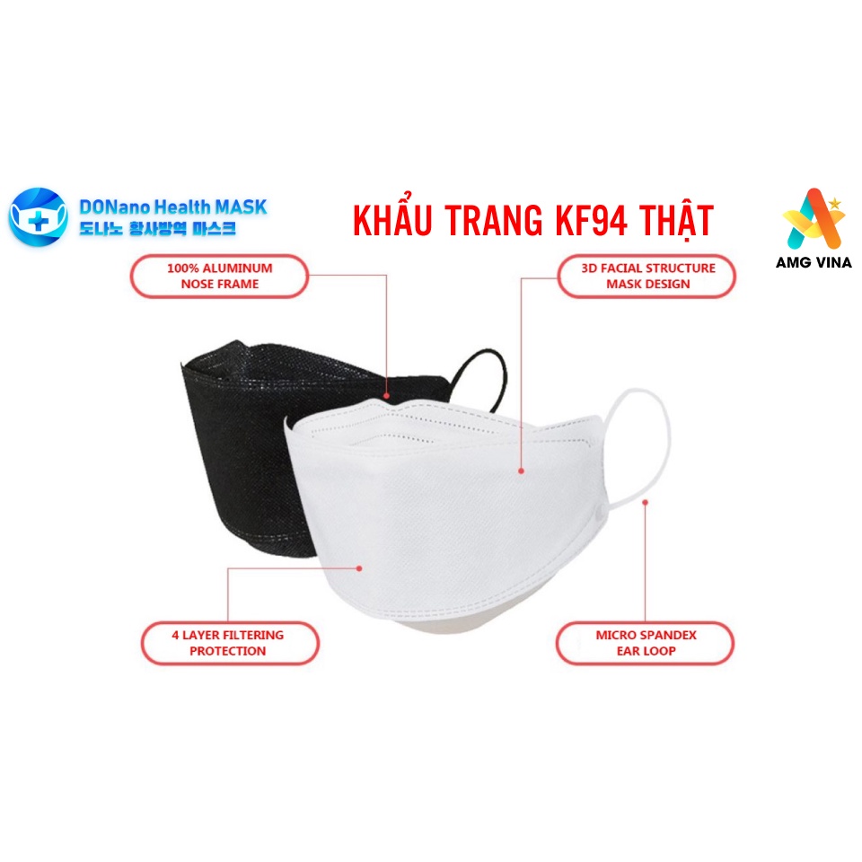 [CHÍNH HÃNG] combo 5 cái khẩu trang KF94, khẩu trang 4D, tiêu chuẩn Hàn quốc