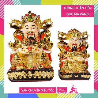 Tượng Ông Thần Tiền Thần Tài xi mạ vàng chiêu tài cầu lộc đẹp rực rỡ hàng VIP cao cấp - Nhiều cỡ