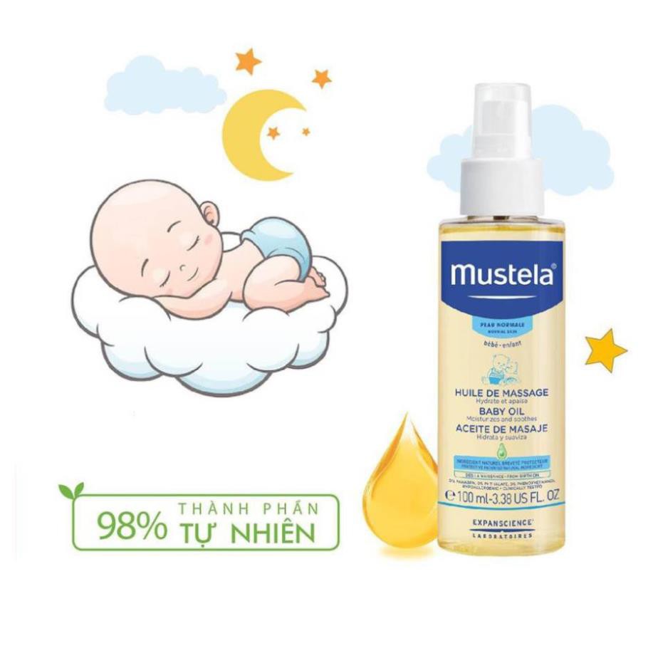 Dầu Massage Cho Trẻ Sơ Sinh & Em Bé Baby Oil Mustela 100ml