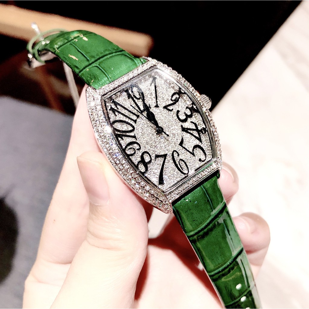 Đồng Hồ Davena Nữ Dây Da Xanh 36mm Silver Authentic