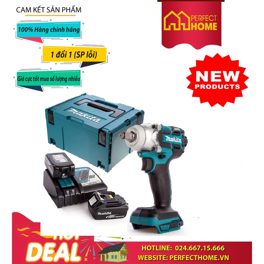 Máy siết bu lông dùng pin Makita DTW285RME 18V, 280 N.m, 3500 lần/phút, chống nước bụi