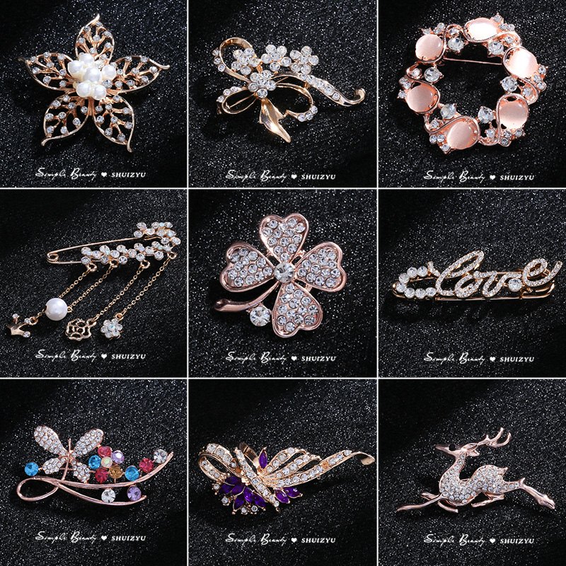 Ghim CàI ÁO HìNh Hoa ĐíNh Kim Cương NgọC Trai Giả ThờI Trang Cho Nữ