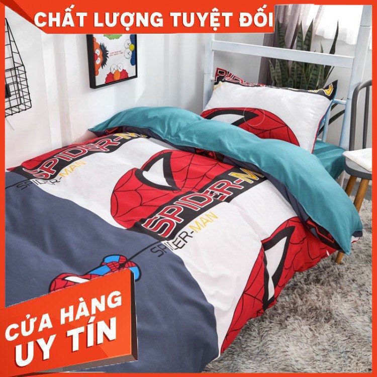 [ RẺ VÔ ĐỊCH] Bộ chăn ga gối poly siêu nhân nhện spiderman💞 FREESHIP 💞 Chăn Ga Gối Nệm Cotton Poly cam kết chất lượng