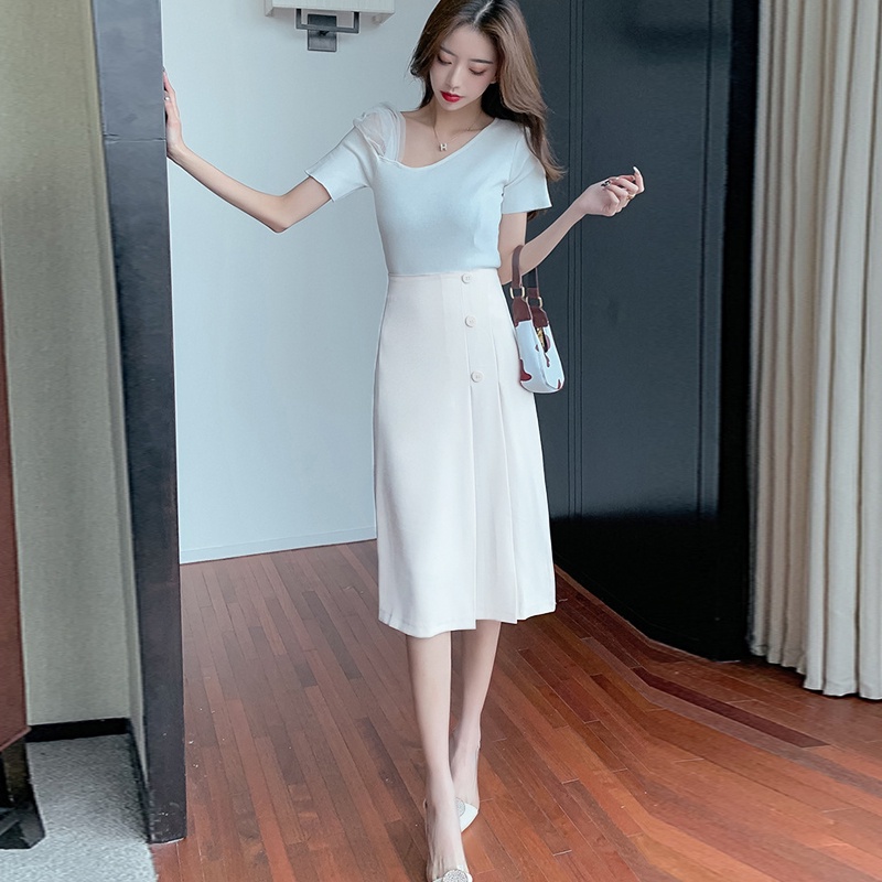 Chân Váy Dài Xếp Ly dáng Chữ A Madela lệch tà, Váy Công sở Xếp Li chữ A midi dáng công sở thanh lịch- CVLD07