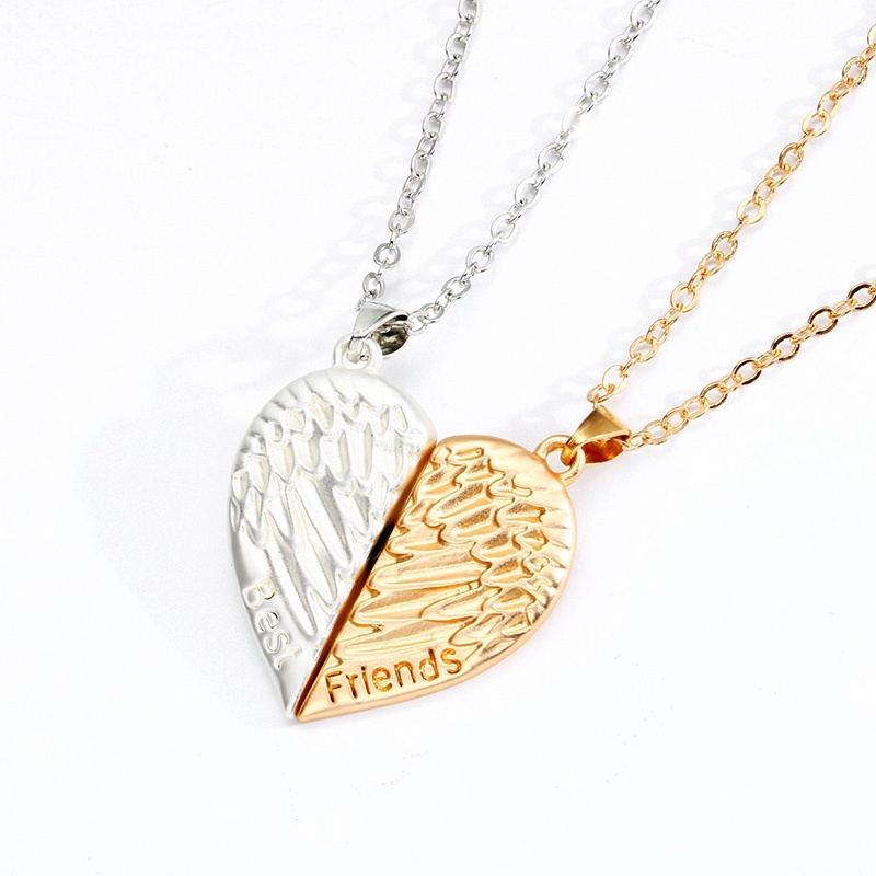 Set 2 Vòng cổ Nam Châm Hình Trái Tim Đôi Cánh Thiên Thần Sáng Tạo Lãng Mạn Cho Cặp Đôi