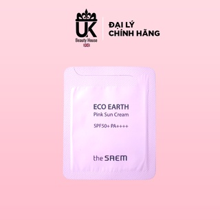 Kem chống nắng giúp da sáng hồng tự nhiên The Saem Eco Earth Power Pink Sun Cream 1ml