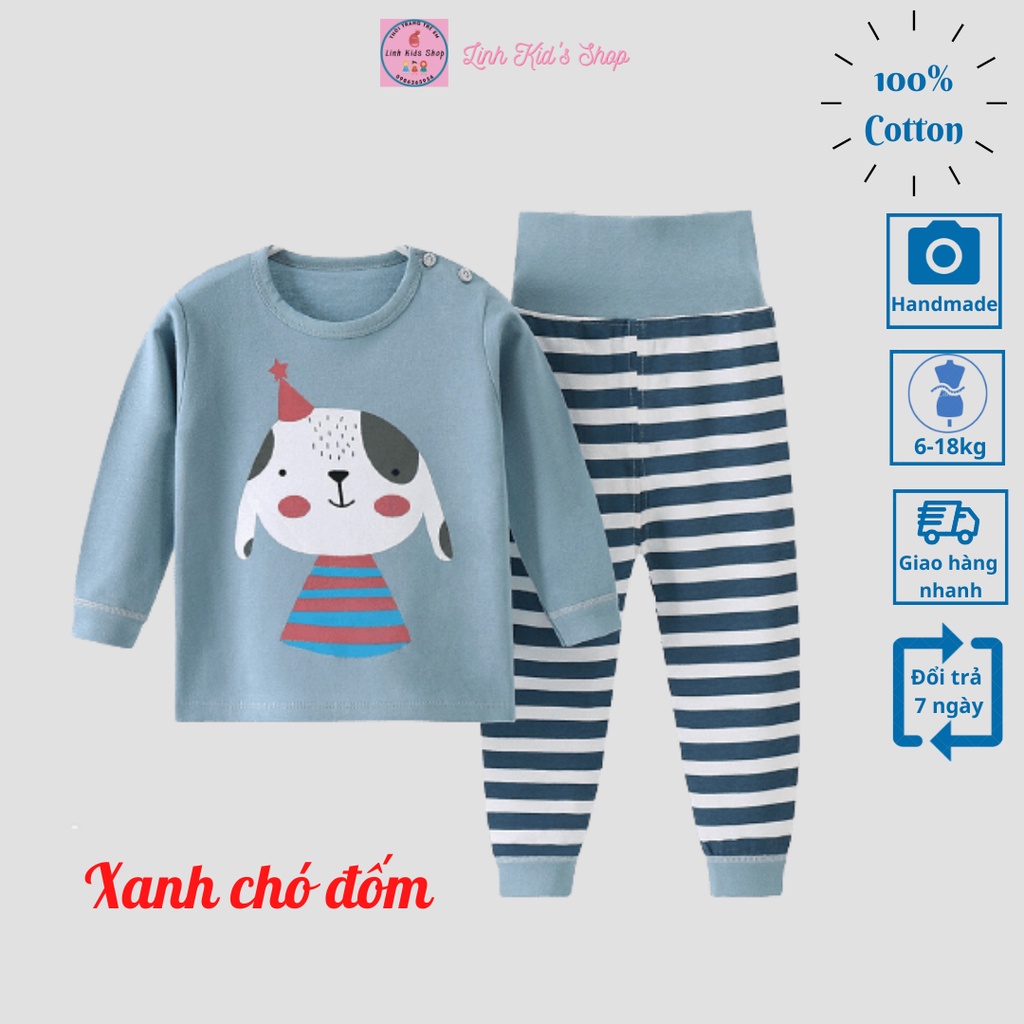 Bộ thu đông cạp cao chất cotton cho bé từ 6-18kg