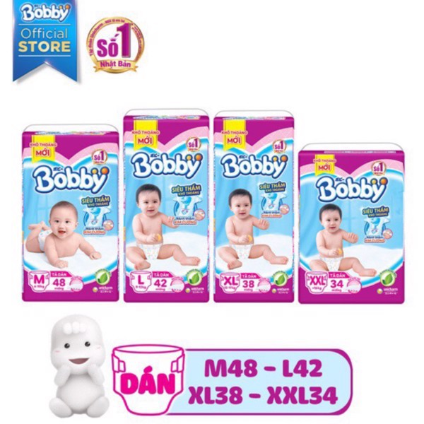 Bỉm dán Bobby S56,M48,L42,XL38 miếng