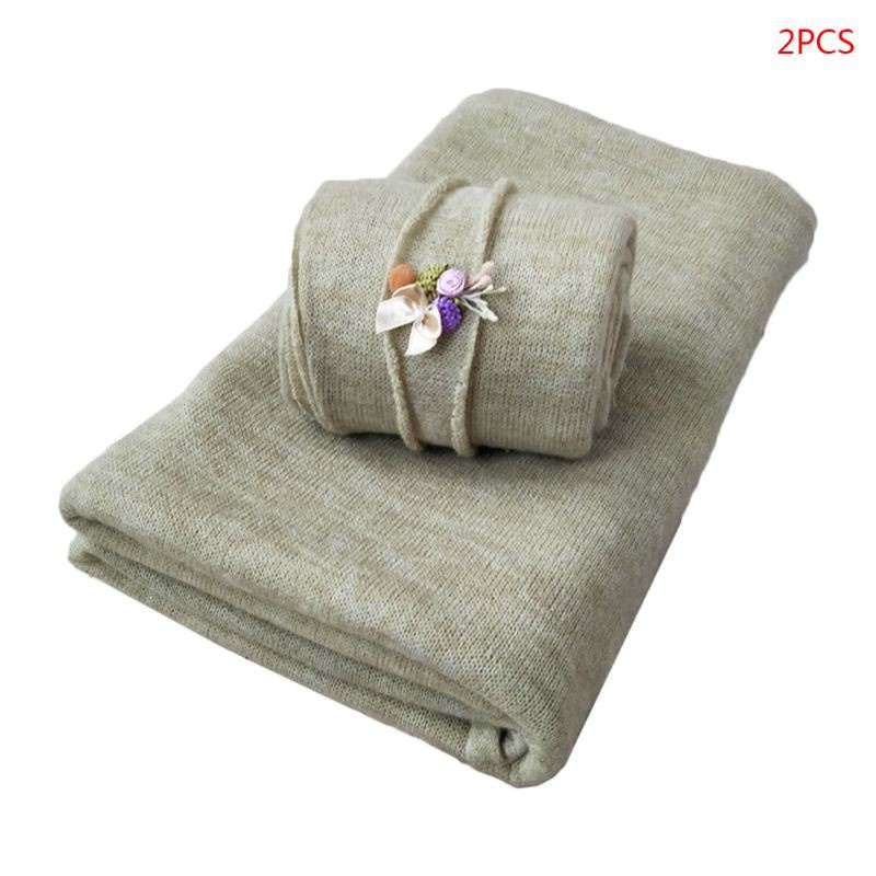 Set chăn quấn + mũ co giãn đạo cụ chụp ảnh cho bé sơ sinh