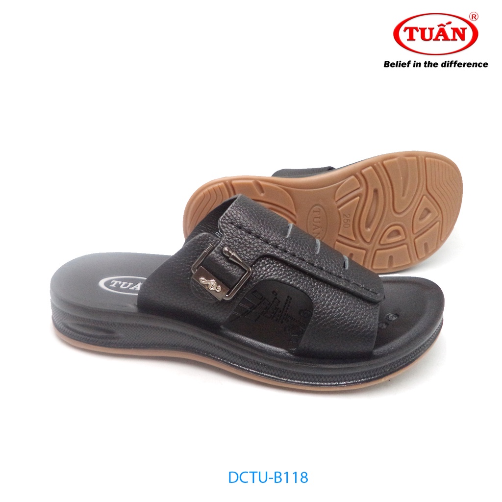 Dép da nam 💥ĐẾ CAO 5CM💥 đúc nguyên khối thương hiệu Tuấn DCTU-118