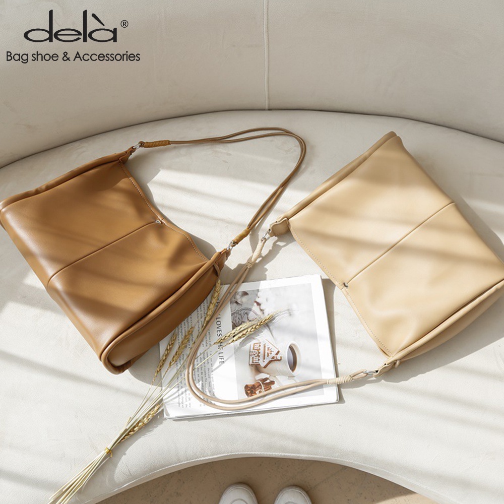 Dela Túi tote Đeo Vai Màu Trơn Sức Chứa Lớn Đơn Giản Thời Trang Nhật Hàn Cho Nữ
