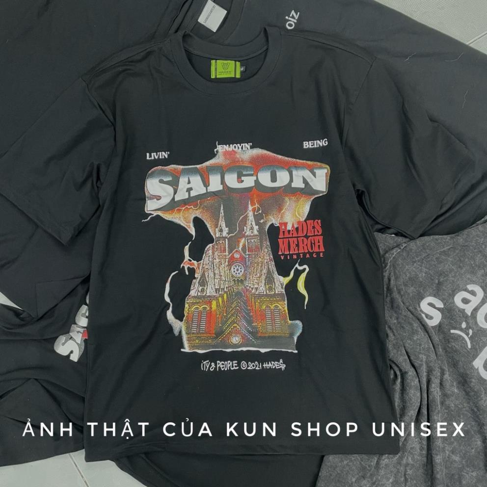 Áo thun Hades SAIGON SPIRIT BLACK nam nữ áo thun tay lỡ hades sài gòn Full tag