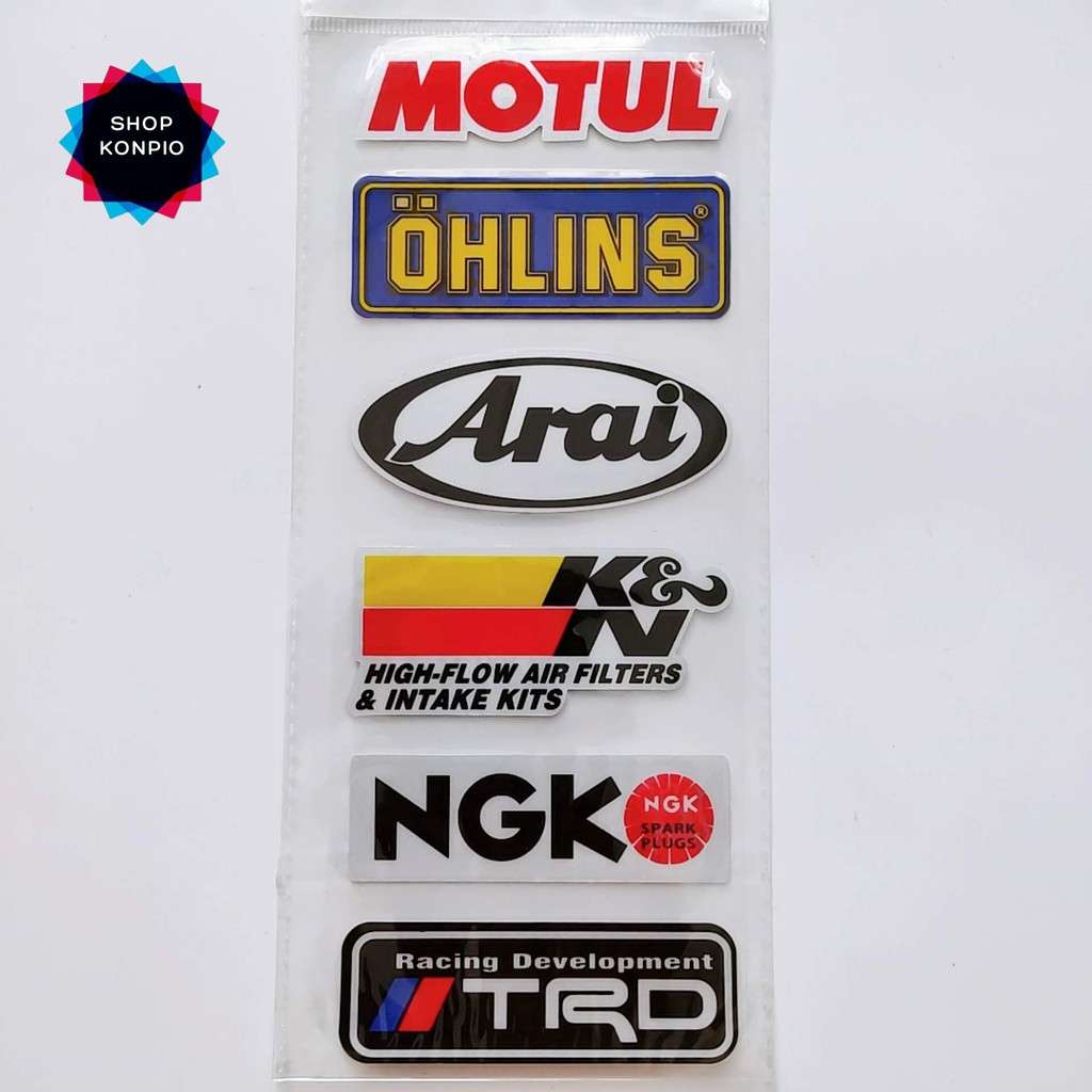 Bộ Tem Sticker Phản Quang Ohlins Motul Arai Cao Cấp Dán Xe Máy, Ô Tô, Mũ Bảo Hiểm, Chống Thấm Nước, Chống Bay Màu