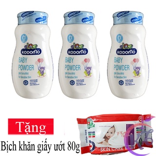 Combo 3 chai phấn Kodomo 50g Extra Mild ngừa rôm sẩy cho trẻ em Tặng khăn giấy ướt / bông tắm / tăm bông / bông phấn