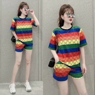 Đồ bộ đùi thun cotton lạnh in 3D sắc màu hiện đại