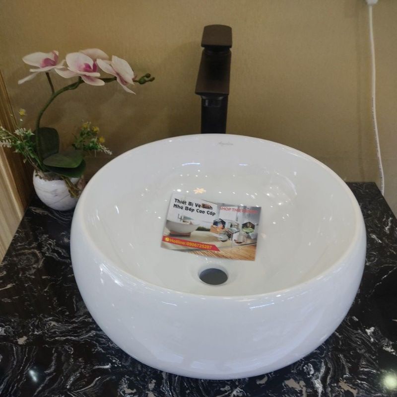 Chậu rửa, lavabo đặt bàn Aqualem FT284, men nano kháng khuẩn,chống ố bẩn