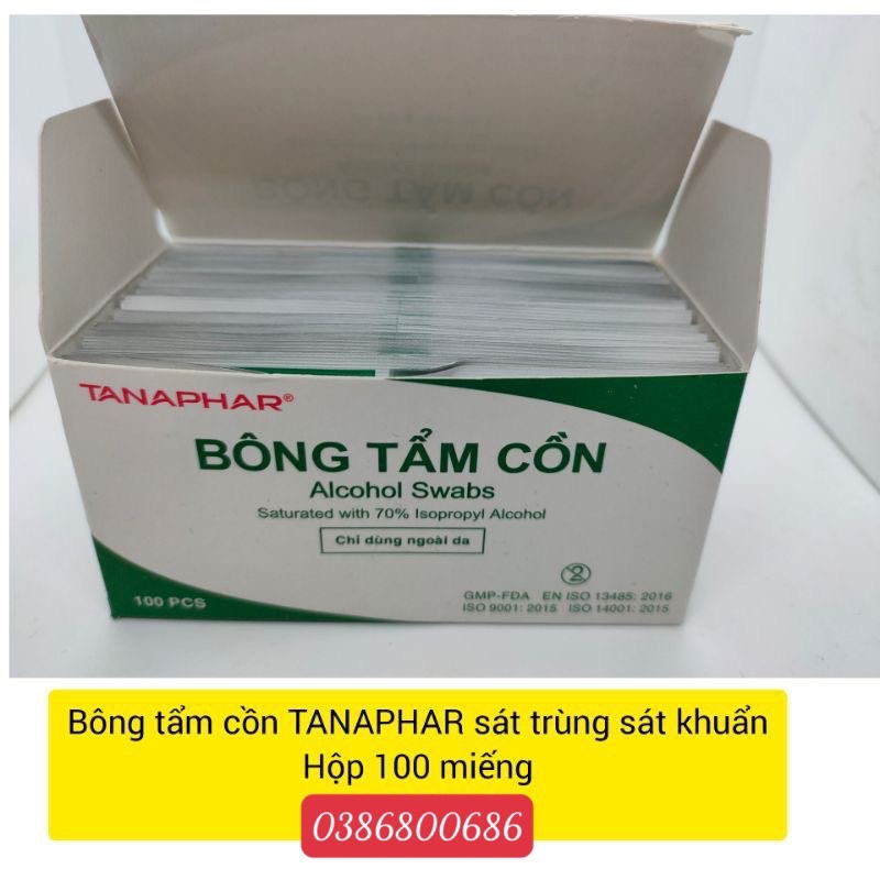 Bông Tẩm Cồn TANAPHAR [Hộp 100 miếng]