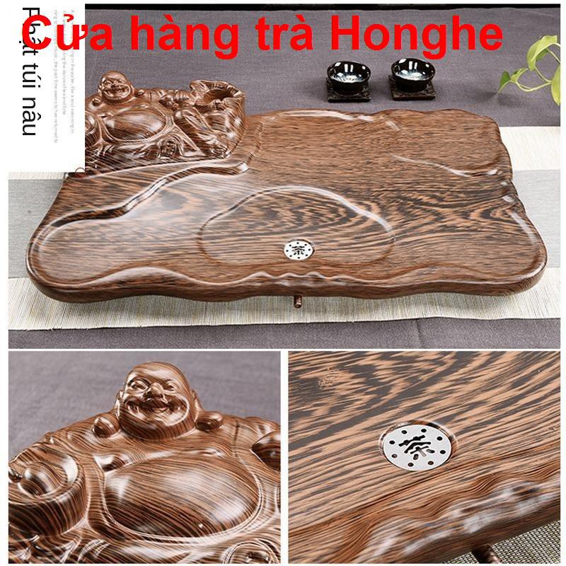 mocbogỗ nguyên khối Khay trà gia đình kung fu bộ ngăn kéo tre đơn giản loại đựng đồ và thoát nước Bàn bằng đá sứ