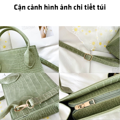 Túi Xách Nữ Đeo Chéo Một Bên Vai Loại Nhỏ Chất Liệu Da Họa Tiết Cá Sấu Phong Cách Siêu Xinh Giá Rẻ - 5551