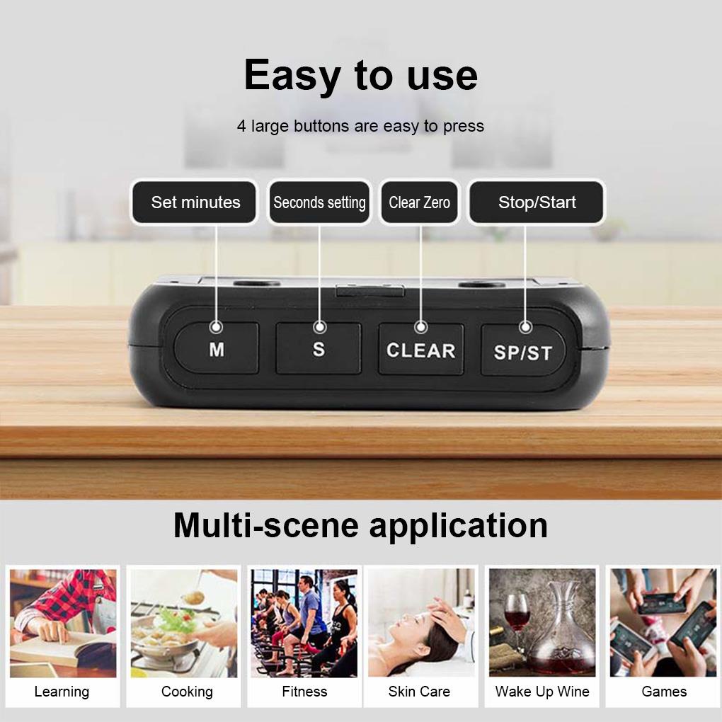 Đồng Hồ Điện Tử Đếm Ngược Thời Gian Nấu Ăn Có Đèn LED Và Cổng Sạc USB