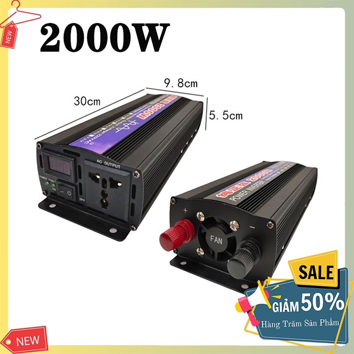 Bộ Chuyển Đổi Nguồn Kích Điện Sin Chuẩn 12V Lên 220V 2000W