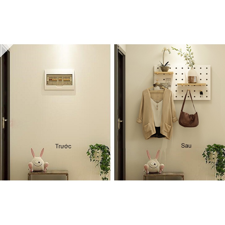 Kệ gỗ đa năng treo tường trang trí ổ điện attomat