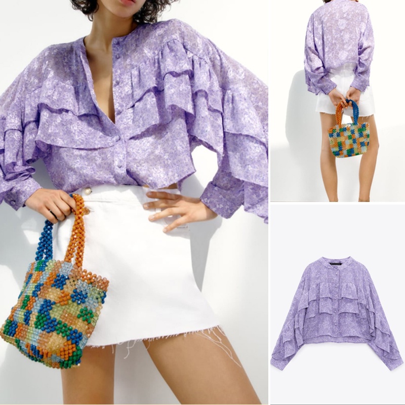 Áo Sơ Mi Zara Cổ Tròn In Hoa Phối Lớp Lót Trang Trí Thời Trang Mùa Hè Cá Tính2750648 Bán Buôn