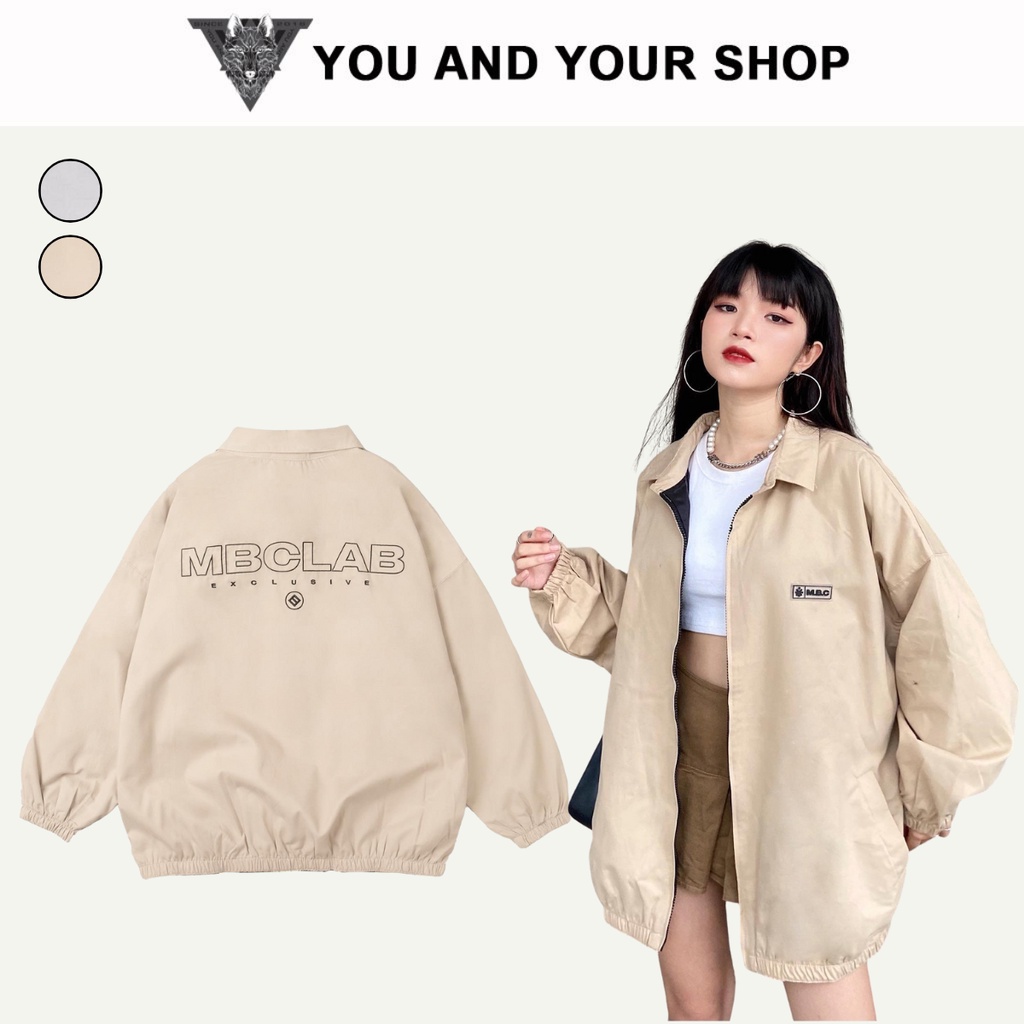 Áo khoác nam nữ- Áo Khoác KAKI form rộng rãi unisex Thêu MBC LAB
