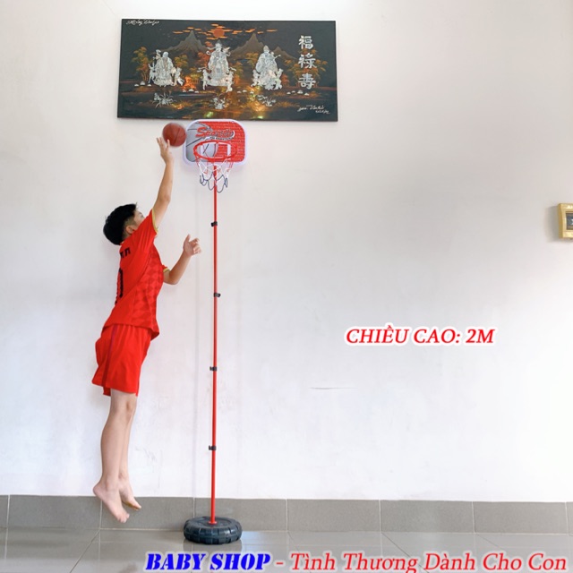 Trụ Chơi Bóng Rổ Thân Sắt CHIỀU CAO 2 MÉT (Full Phụ Kiện)