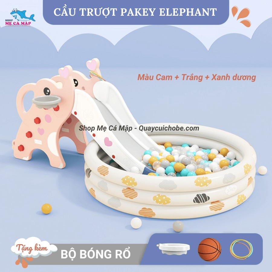 Cầu trượt Pakey Elephant bản đúp dày dài, Cầu trượt cho bé đủ 3 màu đáng yêu