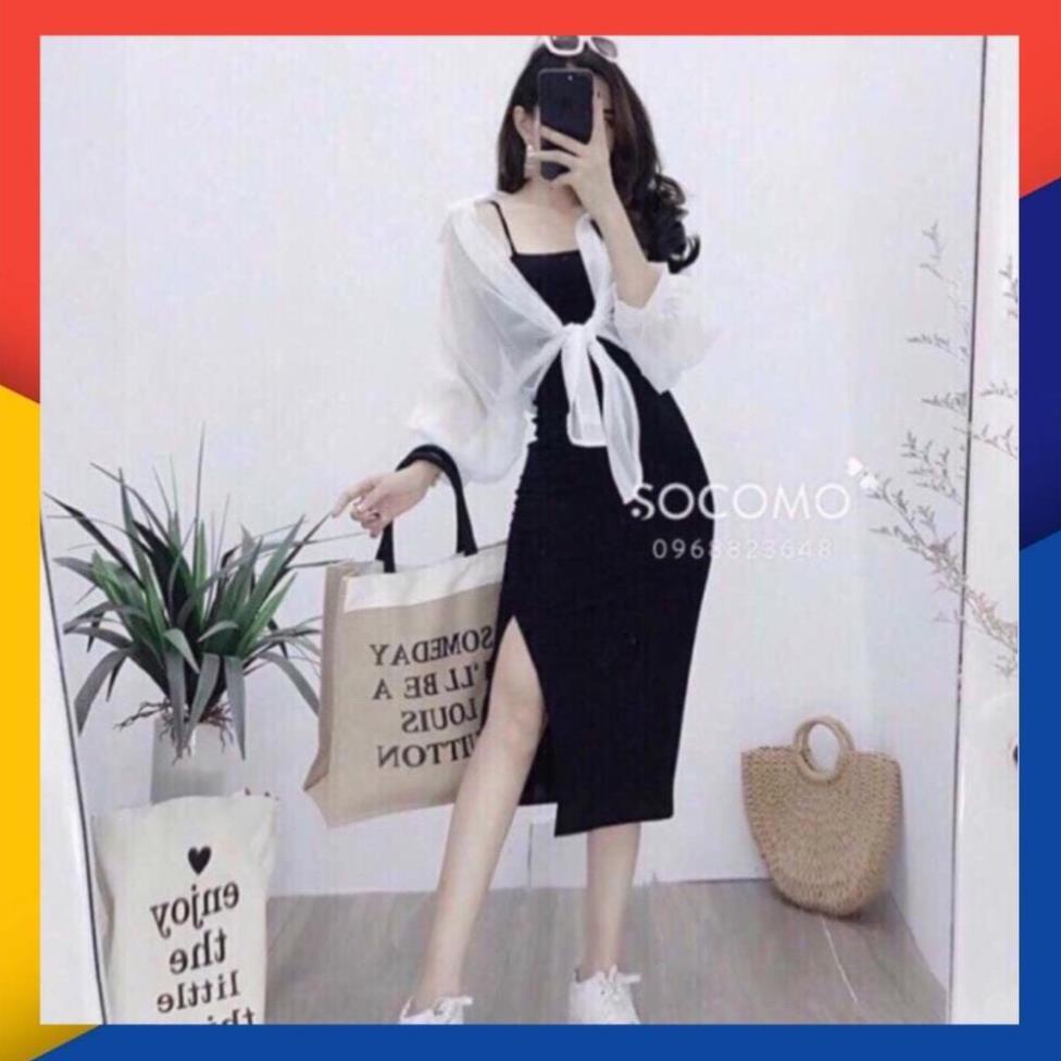 Sét đầm body kèm áo khoác