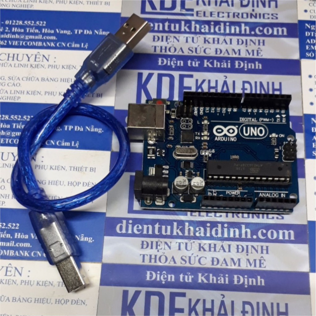 Kit thực hành, Kit phát triển, Kit thí nghiệm Arduino UNO R3 AVR ATMEGA328P, DIP + cáp kde4645