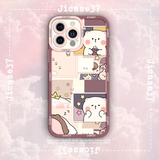 Ốp lưng iphone và samsung xiaomi oppo cạnh vuông Jicase Gấu trắng cute dễ thương 