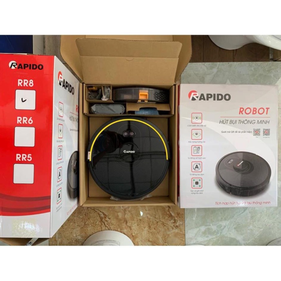Robot Hút Bụi Lau Nhà Thông Minh Cảm Biến Độ Cao, Kết Nối Wifi Rapido R8S - TQ015 .