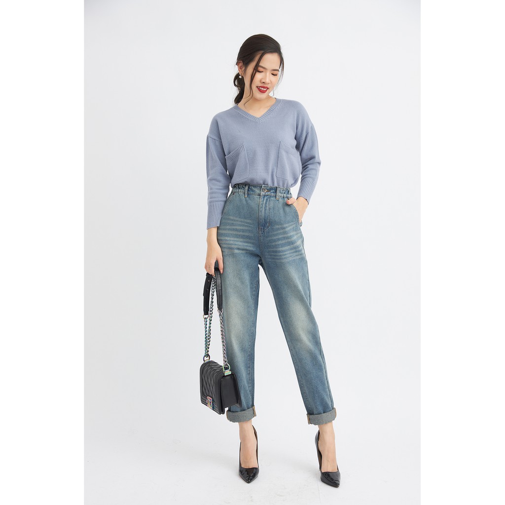 Quần jean nữ cạp chun trẻ trung 20AGAIN cá tính năng động QBA0062 | BigBuy360 - bigbuy360.vn