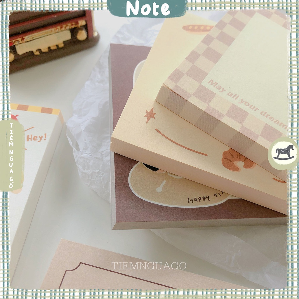 Tập 80 Note B7 Caramel Melody Giấy Note Ghi Chú Cute Dễ Thương Trang Trí Bullet Journal - Tiệm Ngựa Gỗ