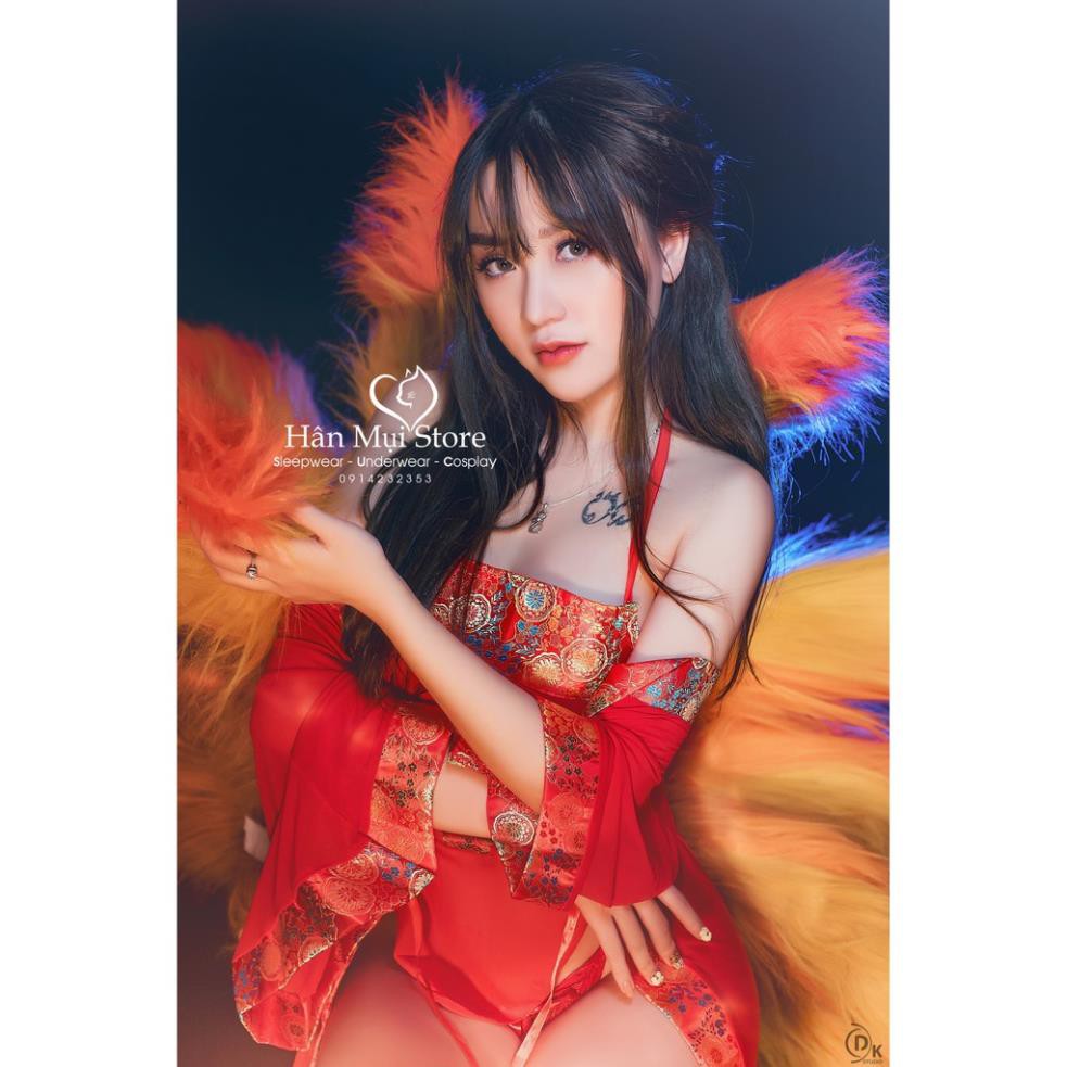 COSPLAY SEXY DESIGN CỔ TRANG HỒ LY/ĐẮC KỶ/VÕ TẮC THIÊN ĐỎ GỒM ÁO CHOÀNG VÀ YẾM NGỦ COSTUME GỢI CẢM CÓ ẢNH THẬT đẹp