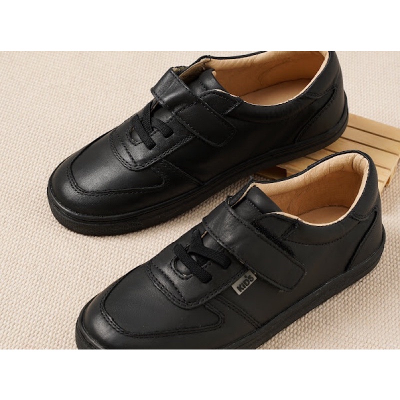 Giày lười quai dán đen đồng phục học sinh cho bé trai