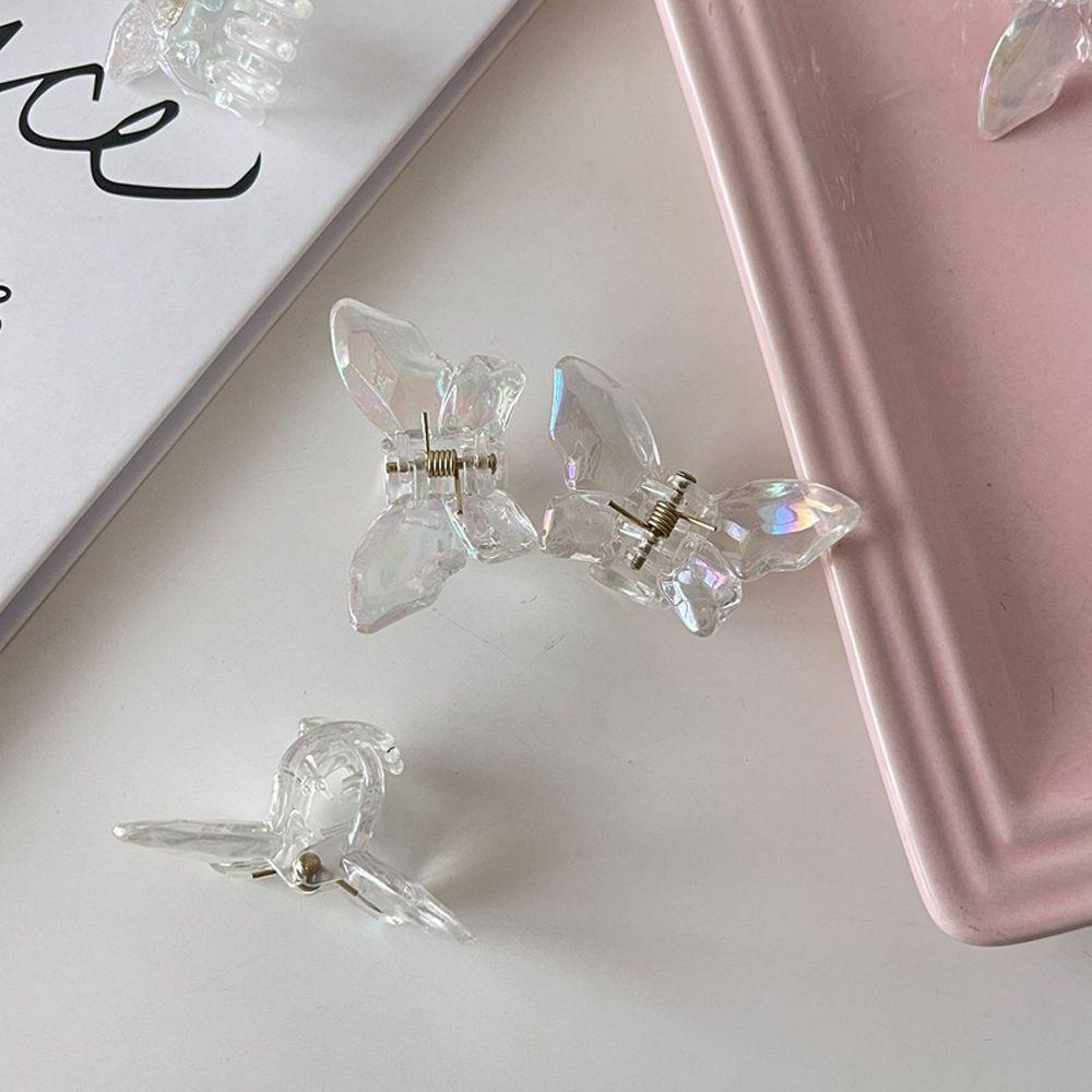 NICKOLAS Kẹp Tóc Hình Bướm Màu Laser Trong Suốt Phong Cách Hàn Quốc Xinh Xắn Cho Bé Gái