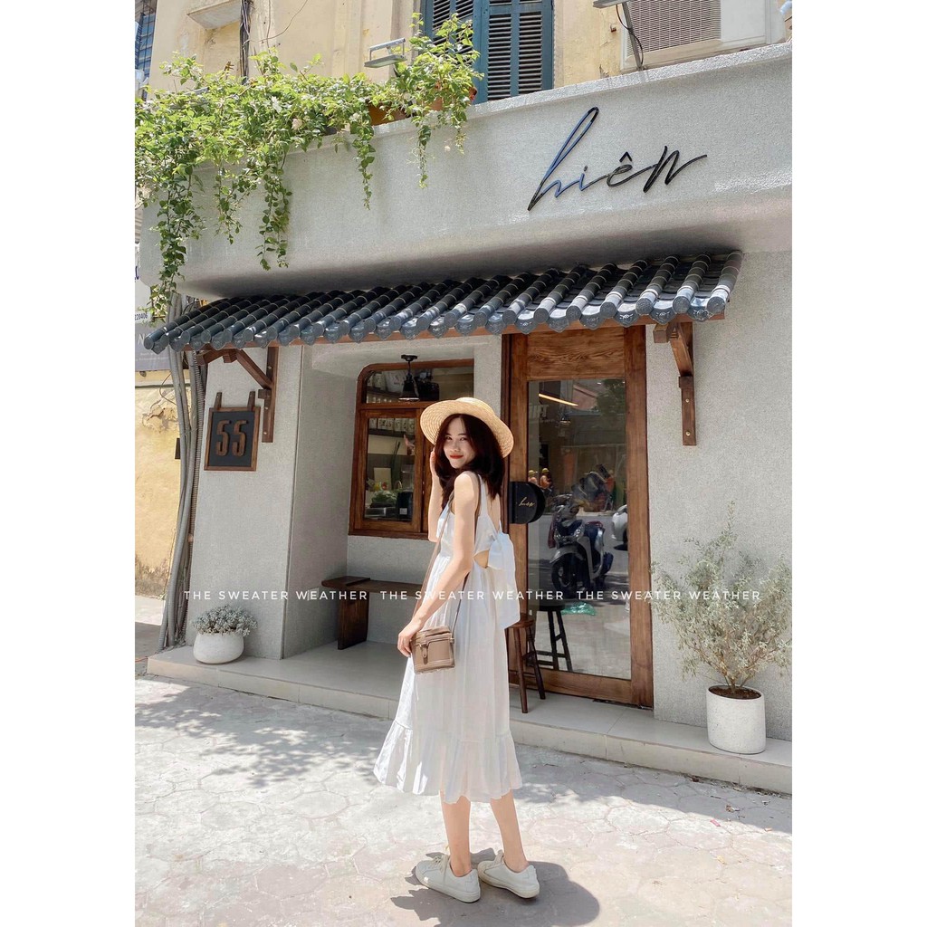 Váy hai dây maxi buộc nơ lưng bản to (tặng kèm dán ngực) | BigBuy360 - bigbuy360.vn