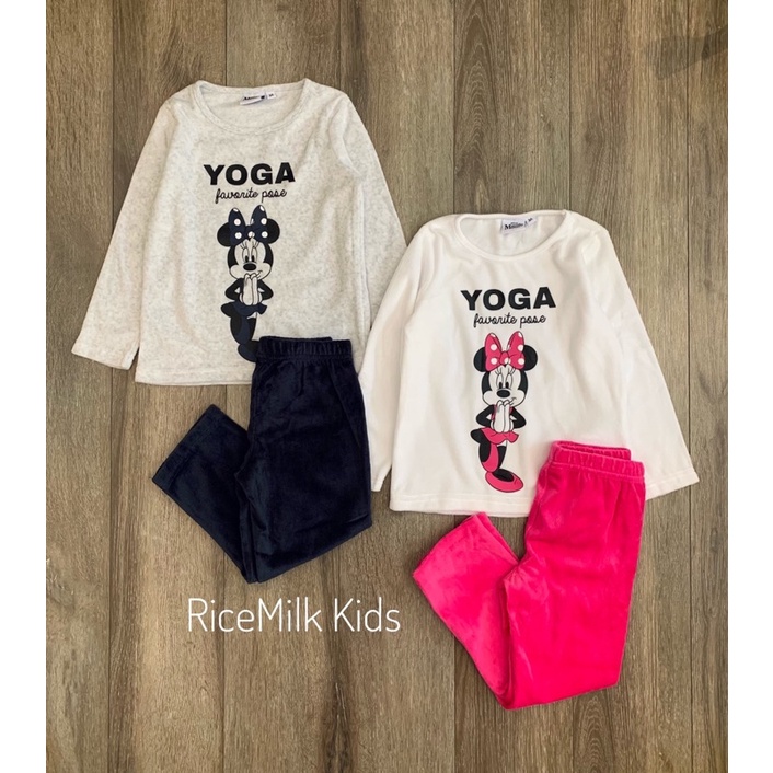 [XẢ SOCK] Bộ nhung co dãn hình mickey YOGA xuất dư xịn cho bé gái