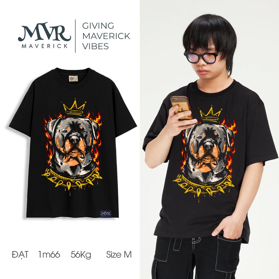 Áo thun nam phông nữ tay lỡ vua chó bóc lửa ngầu MVR size rộng tee Mỹ BB4342