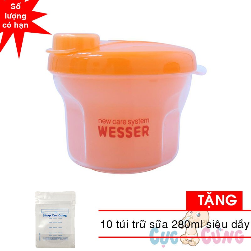 Hộp chia sữa 2 chức năng Wesser phiên bản mới TẶNG 5 túi trữ thức ăn cho bé