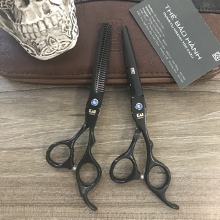 Combo Kéo Cắt Tóc Tỉa Tóc Đen KASHO Chuyên Nghiệp+Tặng Lược Tỉa Tóc Và Bao Da Đựng kéo