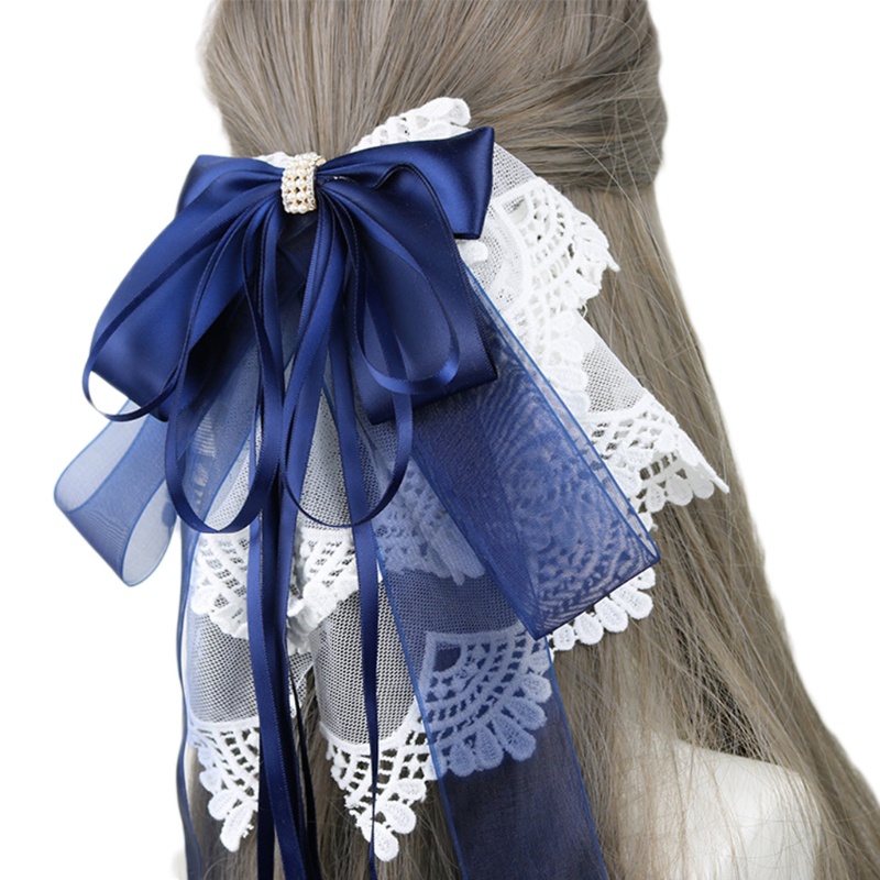 Kẹp Tóc Đuôi Ngựa Hóa Trang Lolita Phối Ren Và Nơ Xinh Xắn