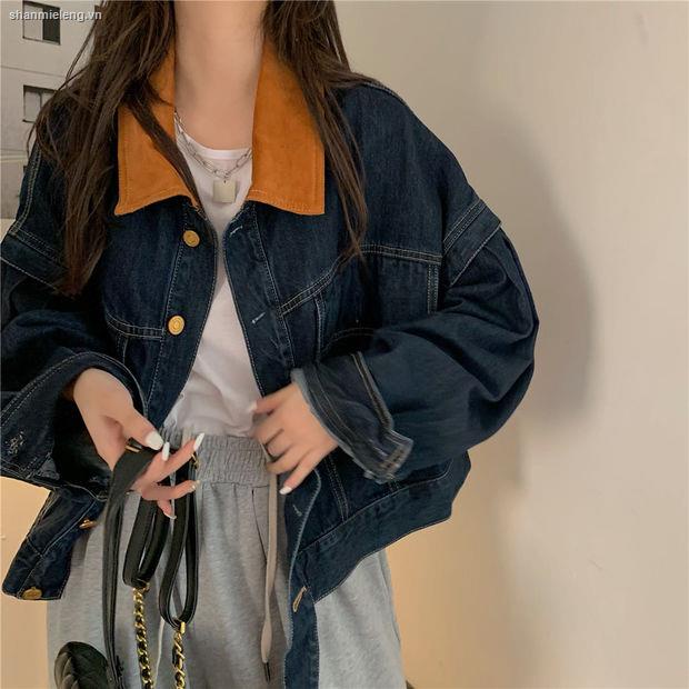 Áo khoác denim dáng rộng phong cách Hàn Quốc thời trang mùa thu mới 2021 cho nữ