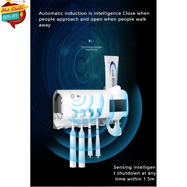 Giá Đỡ Bàn Chải Đánh Răng Gắn Tường Bằng Tia Uv Không Cần Khoan Tường Tiện Dụng